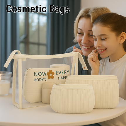 3-in-1 Makeup Bag Set (Off white)