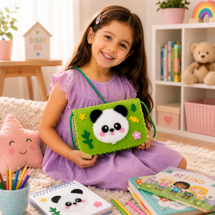 Handmade DIY Felt Shoulder Bag Craft Kit for Kids(Green)