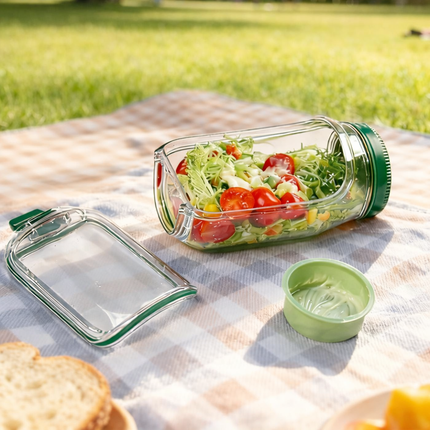 Leak-Proof Salad Jar with Separate Dressing Cup