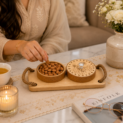 Premium Wooden Dry Fruit Box with Serving Tray(Model A)