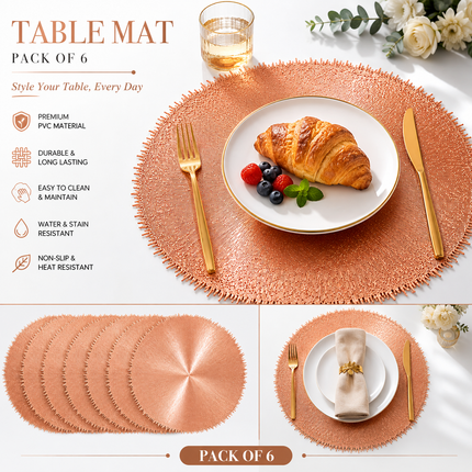 Table Mats Pack of 6 for Dining & Home Decor (Bronze)