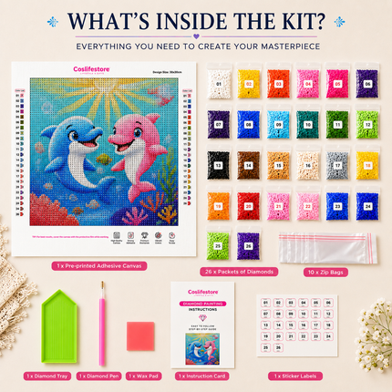 Diamond Painting Kit for Kids & Adults DIY Wall Decor(Dolphin)
