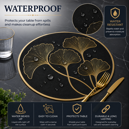 Table Mats Pack of 6 for Dining & Home Decor (Black)