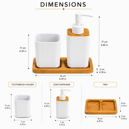 Bathroom Countertop Accessories Set (White)