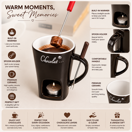 Chocolate Fondue Mug for Desserts & Drinks (Brown)
