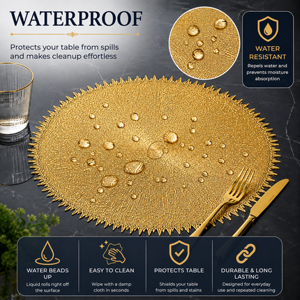 Table Mats Pack of 6 for Dining & Home Decor (Golden)
