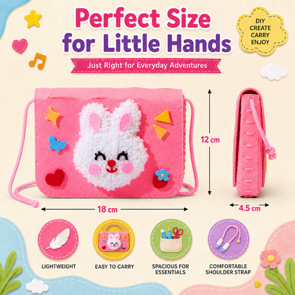 Handmade DIY Felt Shoulder Bag Craft Kit for Kids(Pink)