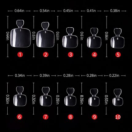 Pack of 500 Professional Toe Nail Set (Clear)