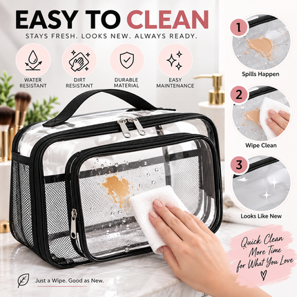 Transparent Makeup Bag for Women, Large Cosmetic Organizer, Travel Bag