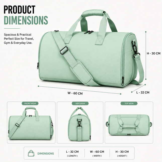 Premium Travel Duffel Bag(Mint green)