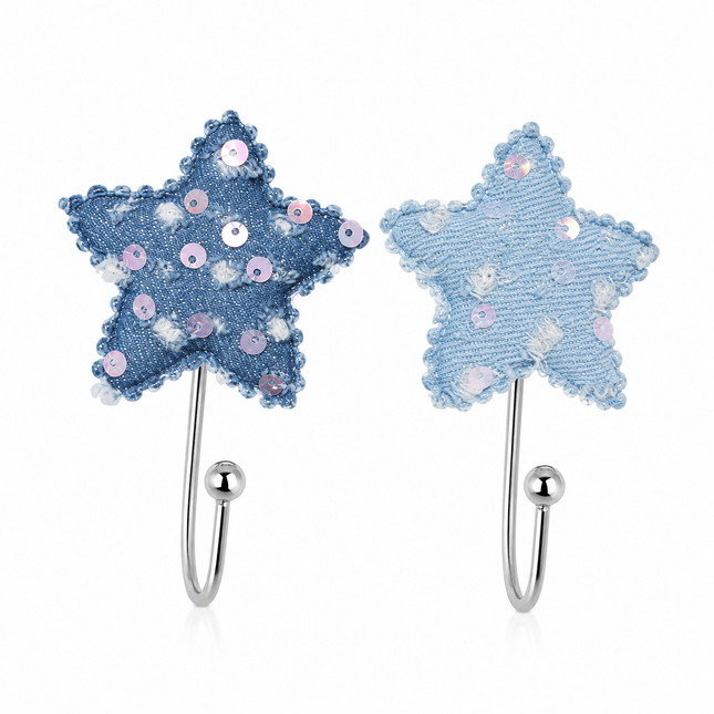 Cute Decorative Wall Hooks Pack of 2 (Star)