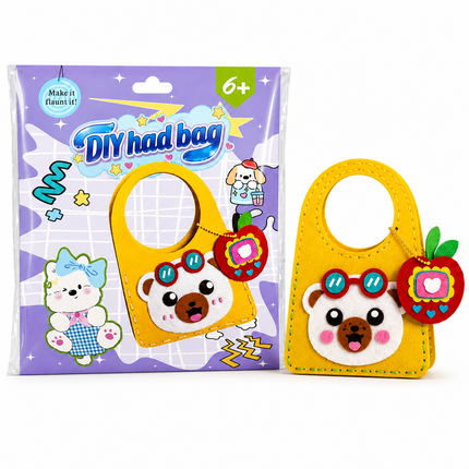 DIY Handbag Making Kit for Girls with 3D Stickers & Charms(Yellow)