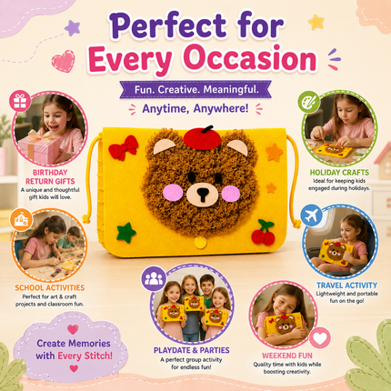 Handmade DIY Felt Shoulder Bag Craft Kit for Kids(Yellow)