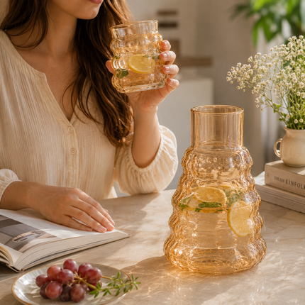 Premium Borosilicate Glass Water Jug & Tumbler Set