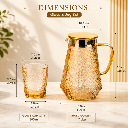 Premium Glass Jug and Glass Set Pack of 7(Model D)
