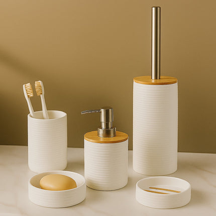 Modern Bathroom Organizer Set (White)