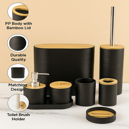 Modern Bathroom Organizer Set (Black)
