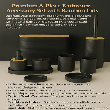 Modern Bathroom Organizer Set (Black)