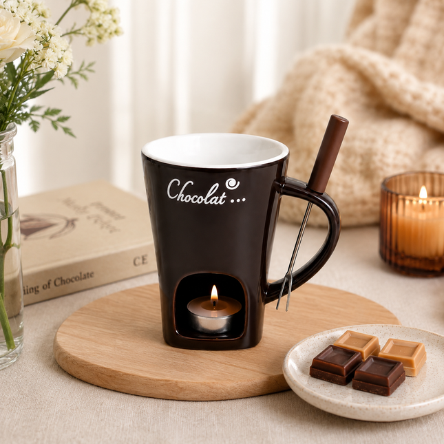 Chocolate Fondue Mug for Desserts & Drinks (Brown)