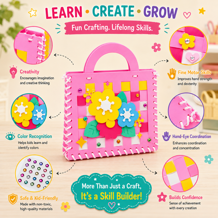 DIY Handbag Craft Kit for Kids(Pink)