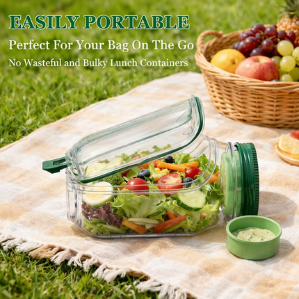 Leak-Proof Salad Jar with Separate Dressing Cup