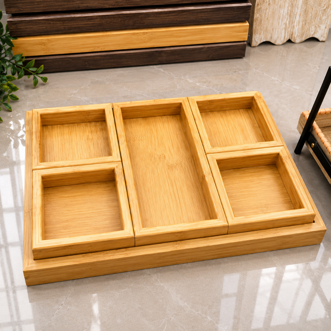 Elegant Bamboo Dry Fruit Storage & Serving Tray (Model B)