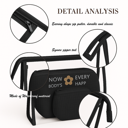 3-in-1 Makeup Bag Set (Black)