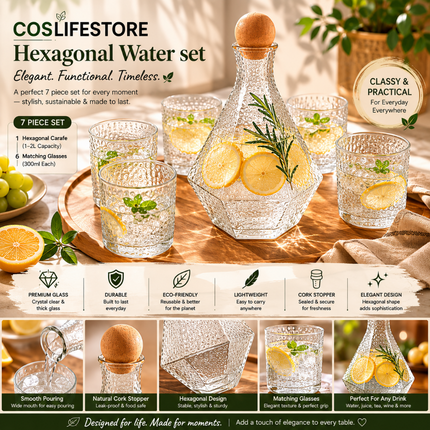 Premium Glass Jug and Glass Set Pack of 7(Model B)