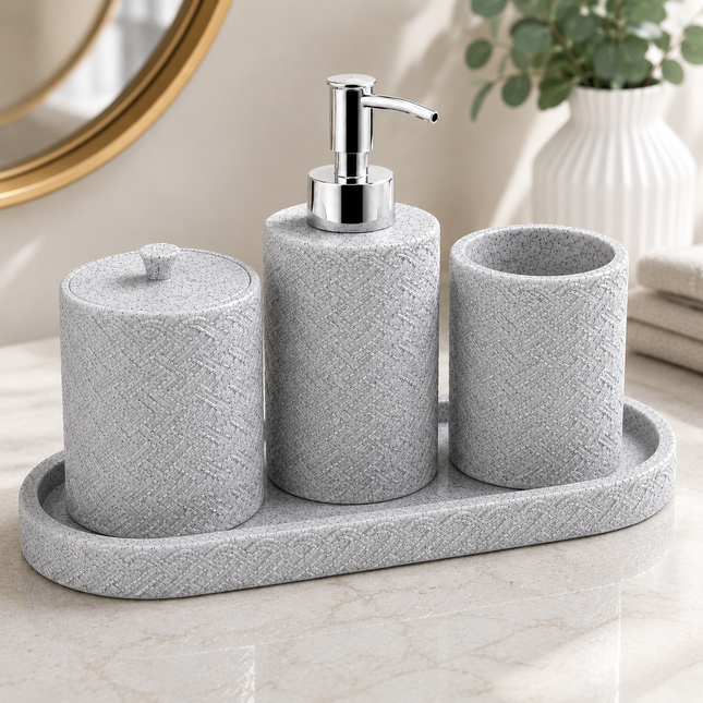 Bathroom Accessories Set of 4 (Grey)