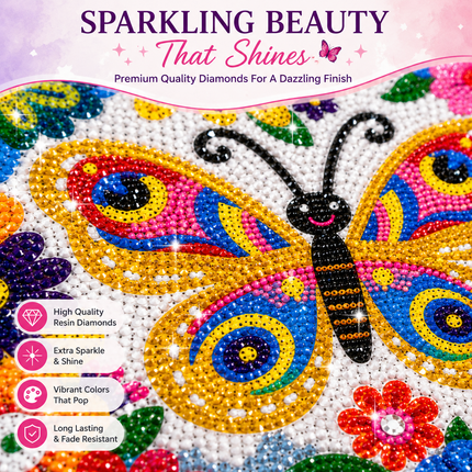 Diamond Painting Kit for Kids & Adults DIY Wall Decor(Butterfly)