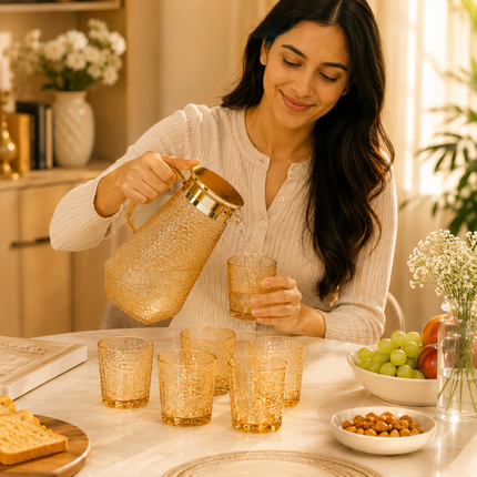 Premium Glass Jug and Glass Set Pack of 7(Model D)