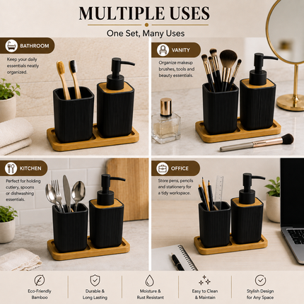 Bathroom Countertop Accessories Set (Black)