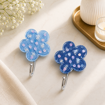 Cute Decorative Wall Hooks Pack of 2 (Flower)
