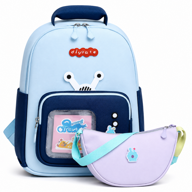 Kids School Backpack with Matching Sling Bag B (Sky)