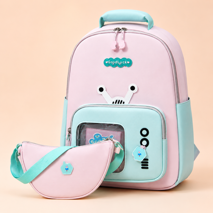 Kids School Backpack with Matching Sling Bag B (Pink)
