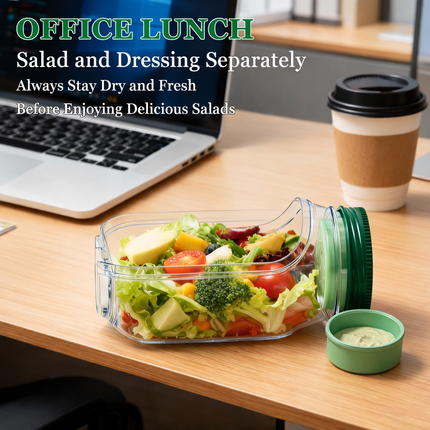 Leak-Proof Salad Jar with Separate Dressing Cup