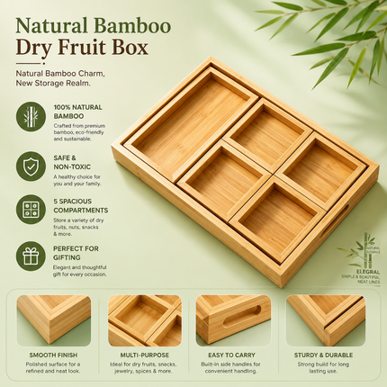 Elegant Bamboo Dry Fruit Storage & Serving Tray (Model B)
