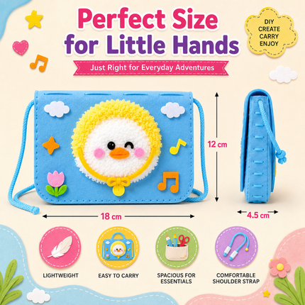 Handmade DIY Felt Shoulder Bag Craft Kit for Kids(Blue)