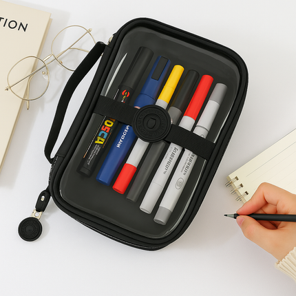 Transparent Multipurpose Pouch with Handle(Jet Black)