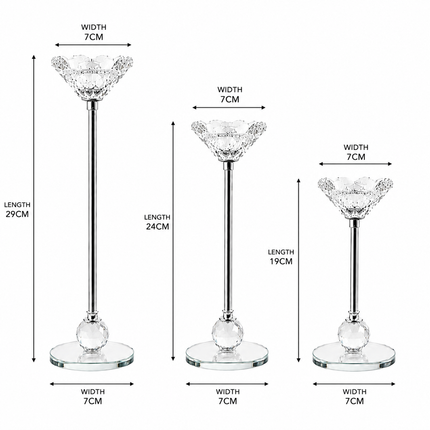 Premium Crystal Candle Holder Set of 3