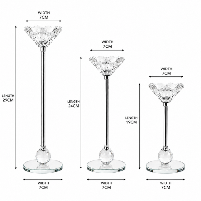 Premium Crystal Candle Holder Set of 3