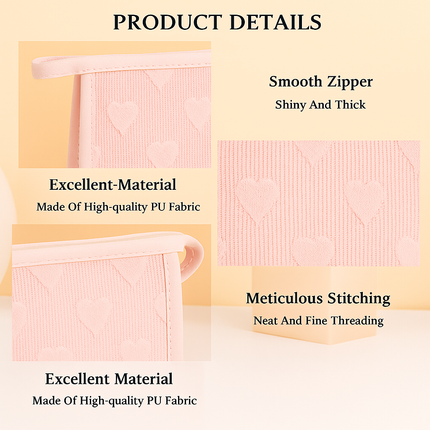 Mesh Cosmetic Pouch with Heart Design