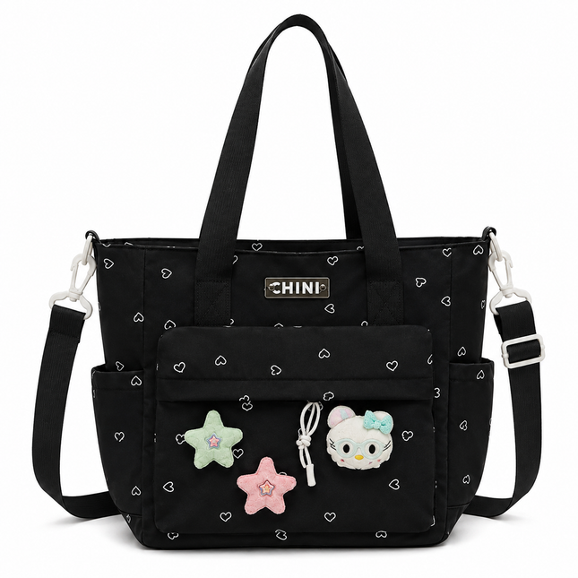 Baby Diaper Bag with Multiple Pockets and Shoulder Strap(Black)