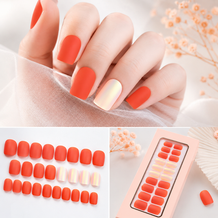 Orange Gold Glam Nails(778-05)