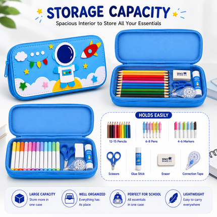 DIY Felt Pencil Case Sewing Kit for Kids with Zipper (Astronaut)