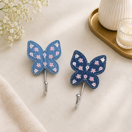 Cute Decorative Wall Hooks Pack of 2 (Butterfly)
