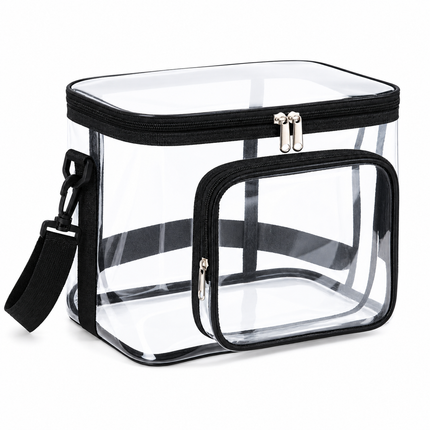 Transparent PVC Crossbody Bag with Zipper & Adjustable Strap