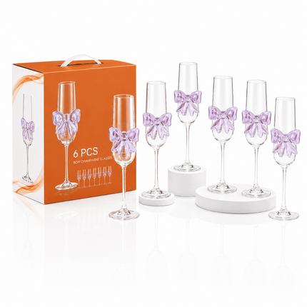 Coslifestore Premium Bow Champagne Glass Set of 6