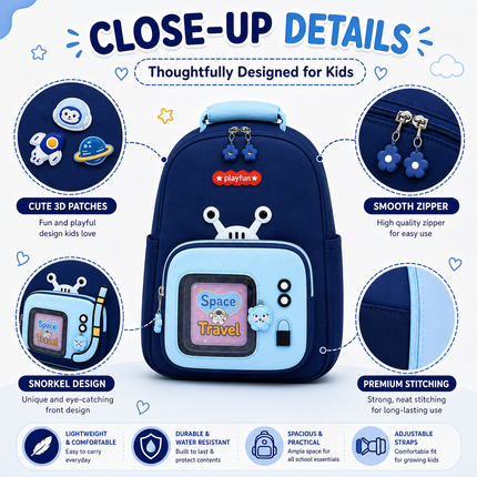 Kids School Backpack with Matching Sling Bag B (Navy)