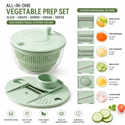 Multifunction Vegetable Chopper with Salad Spinner Bowl